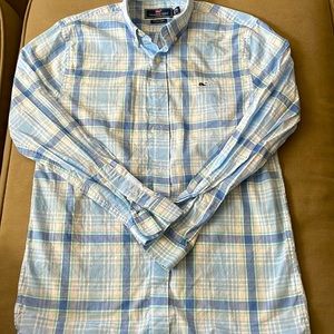 Vineyard Vines boys XL (18) button down shirt blue/pink/green